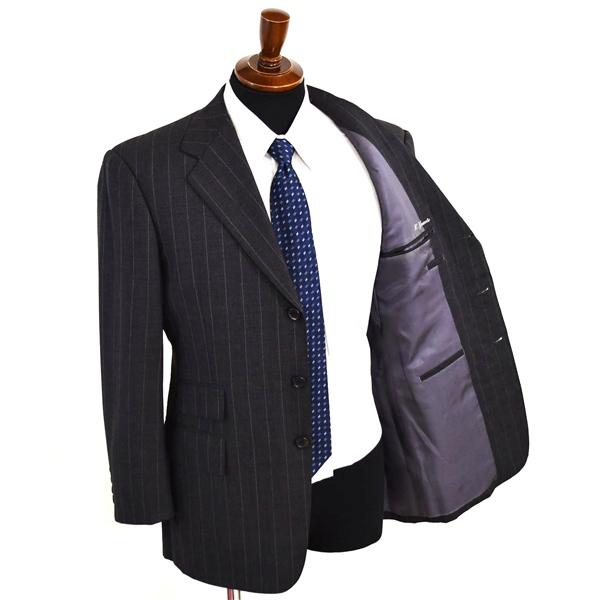 POLO ラルフローレン 3つボタン シングルスーツ M A5 ダークグレー ストライプ 袖口4つ釦 開き見せ 合物 春秋  5XJ005 | POLO RALPH LAUREN | 01