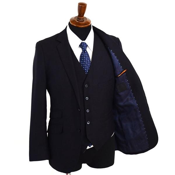W CERIMONIA 3ピース 2つボタン シングルスーツ M YA5 ダークネイビー ノータック 袖口4つ釦 本切羽 0103073 合物 春夏秋  5XJ049 | ブランド登録なし | 07