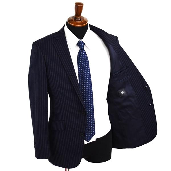 スーツセレクト 2つボタン シングルスーツ M A5 ダークネイビー ストライプ ノータック 袖口4つ釦 開き見せ BLL9006 夏物 春夏  5XJ070 | SUIT SELECT | 01
