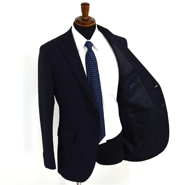 美品 ユニバーサルランゲージ 2つボタン シングルスーツ L A7 ダークネイビー ノータック ウォッシャブル 136104 夏物 春夏  5XJ084 | UNIVERSAL LANGUAGE | 01