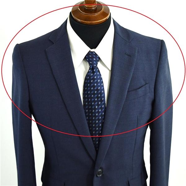 スーツセレクト 2つボタン シングルスーツ S A4 ダークネイビー 千鳥格子 ノータック 袖口4つ釦 開き見せ BLD1955 夏物 春夏 薄手  5XK004 | SUIT SELECT | 06