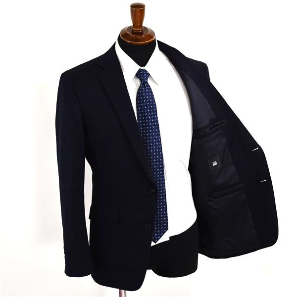 スーツセレクト 2つボタン シングルスーツ M A5 ダークネイビー ストライプ 袖口4つ釦 開き見せ ノータック BLD2058 夏物 春夏  5XK005 | SUIT SELECT | 01