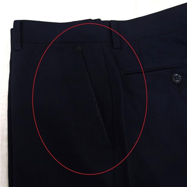 スーツセレクト 2つボタン シングルスーツ M A5 ダークネイビー ストライプ 袖口4つ釦 開き見せ ノータック BLD2058 夏物 春夏  5XK005 | SUIT SELECT | 09