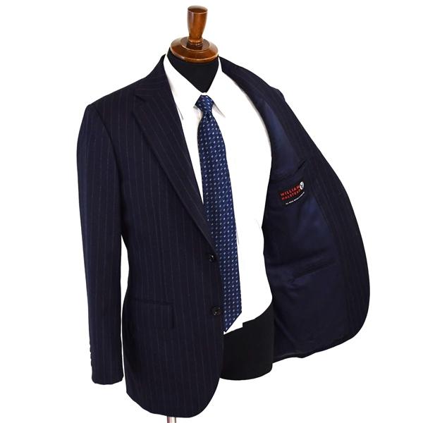 Jプレス 段返り 3つボタン シングルスーツ M A6 ダークネイビー ストライプ ノータック J.PRESS SR-OV-SW-9900 合物 春秋  5XK011 | J.PRESS | 01