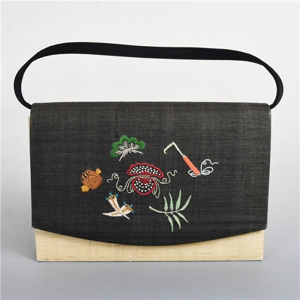 利休バッグ 和装バッグ ダークグレー クリーム ベージュ 着物 お茶席 結婚式 入学式 卒業式 ハンドバッグ 5XK021 | ブランド登録なし