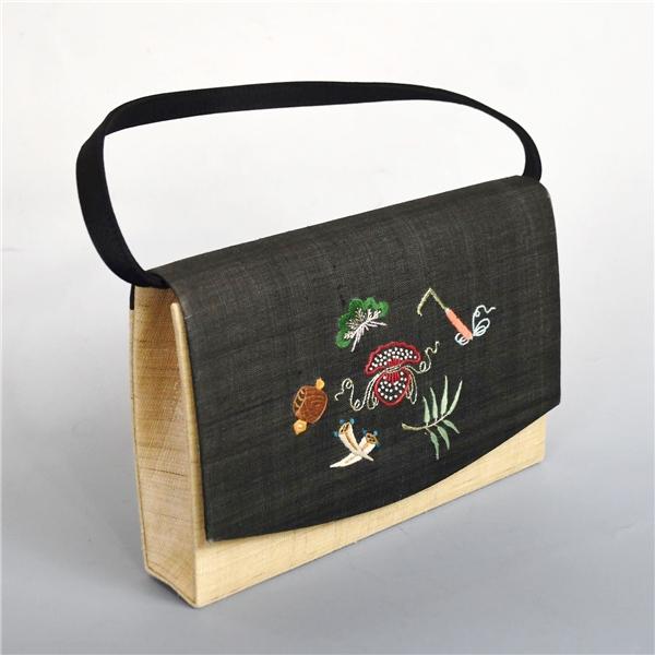 利休バッグ 和装バッグ ダークグレー クリーム ベージュ 着物 お茶席 結婚式 入学式 卒業式 ハンドバッグ 5XK021 | ブランド登録なし | 01