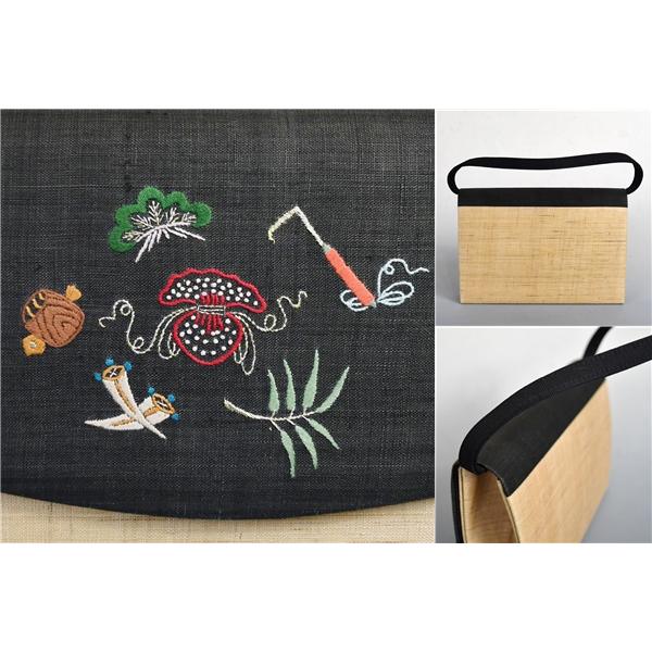 利休バッグ 和装バッグ ダークグレー クリーム ベージュ 着物 お茶席 結婚式 入学式 卒業式 ハンドバッグ 5XK021 | ブランド登録なし | 02