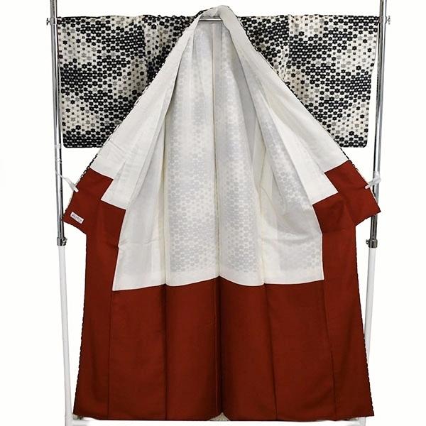 着物 正絹 女性 紬 小紋 袷きもの オフホワイト 黒 身丈167cm 絹100％ 普段着 お稽古 着付け 観劇 和装 カジュアル  5XK030 | ブランド登録なし | 01