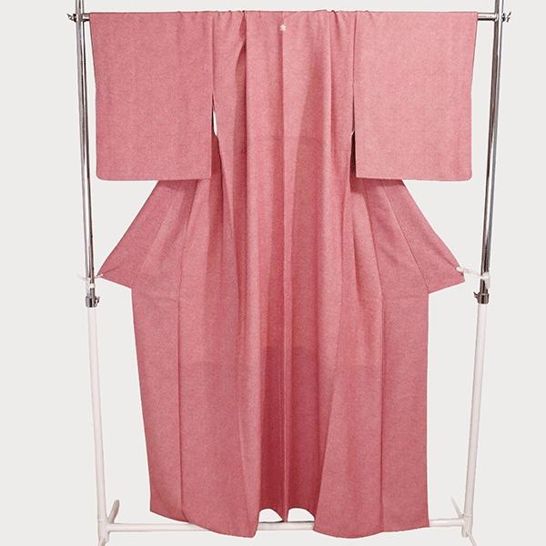 着物 正絹 女性 小紋 袷きもの 赤 鹿の子 絞り 染め 身丈162cm 絹100％ 普段着 お稽古 着付け 観劇 和装  5XK031 | ブランド登録なし