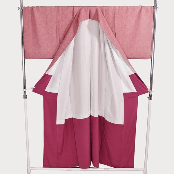 着物 正絹 女性 小紋 袷きもの 赤 鹿の子 絞り 染め 身丈162cm 絹100％ 普段着 お稽古 着付け 観劇 和装  5XK031 | ブランド登録なし | 01