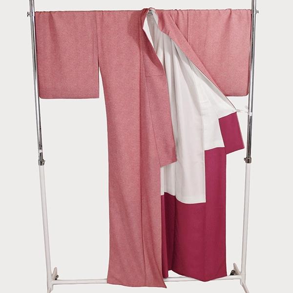 着物 正絹 女性 小紋 袷きもの 赤 鹿の子 絞り 染め 身丈162cm 絹100％ 普段着 お稽古 着付け 観劇 和装  5XK031 | ブランド登録なし | 02