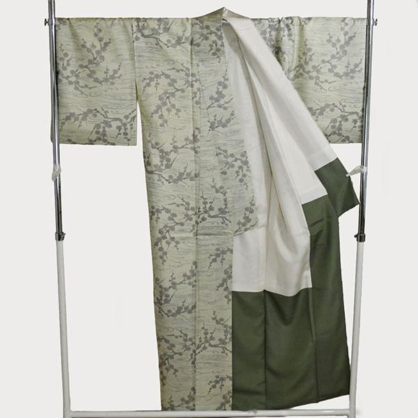 着物 正絹 女性 染め 紬 小紋 袷きもの 薄緑 身丈164cm 絹100％ 普段着 お稽古 着付け 観劇 和装   5XK036 | ブランド登録なし | 02