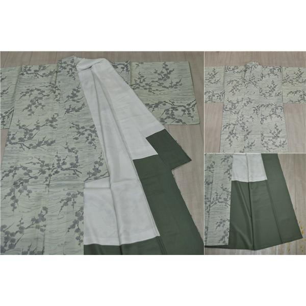 着物 正絹 女性 染め 紬 小紋 袷きもの 薄緑 身丈164cm 絹100％ 普段着 お稽古 着付け 観劇 和装   5XK036 | ブランド登録なし | 06