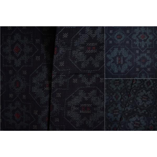 着物 正絹 女性 紬 絣 小紋 袷きもの ダークネイビー 濃紺 身丈153cm 絹100％ 普段着 お稽古 着付け 観劇 和装  5XK037 | ブランド登録なし | 03