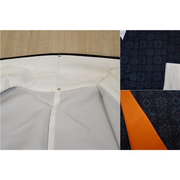 着物 正絹 女性 紬 絣 小紋 袷きもの ダークネイビー 濃紺 身丈153cm 絹100％ 普段着 お稽古 着付け 観劇 和装  5XK037 | ブランド登録なし | 07