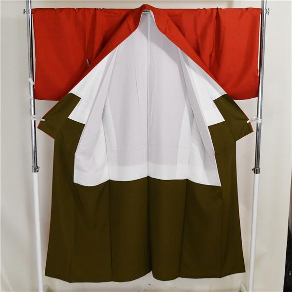 着物 正絹 女性 色大島紬 絣 小紋 袷きもの 赤 橙色 オレンジ 身丈153cm 絹100％ 普段着 お稽古 着付け 和装 5XK038 | ブランド登録なし | 01