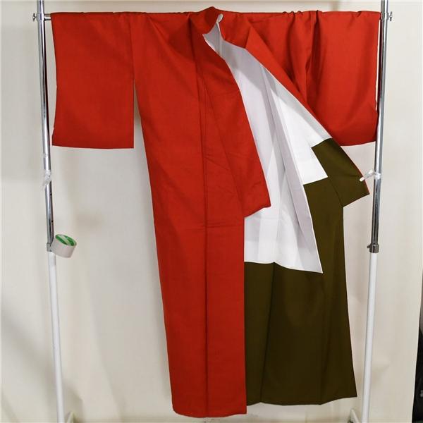 着物 正絹 女性 色大島紬 絣 小紋 袷きもの 赤 橙色 オレンジ 身丈153cm 絹100％ 普段着 お稽古 着付け 和装 5XK038 | ブランド登録なし | 02