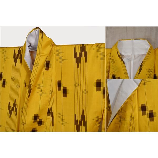 稀少 大城廣四郎(大城広四郎) 作 手おり 織物工房 琉球絣 証紙付 着物 正絹 女性 紬 小紋 身丈163cm 絹100％ 袷きもの 付下げ 5XK041 | ブランド登録なし | 05