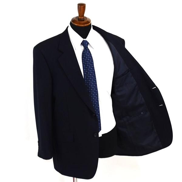 DAKS 2つボタン シングルスーツ L BB5 ダークネイビー ストライプ 袖口4つ釦 開き見せ ダックス L-AW-215JX 合物 春秋  5XK058 | DAKS | 01