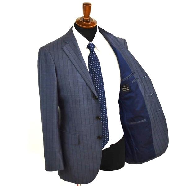 SHIPS 伊製 シルク混生地 3つボタン シングルスーツ M YA6 ダークネイビー ストライプ ノータック 117-11-1827 夏物 春夏 5XL005 | SHIPS | 01