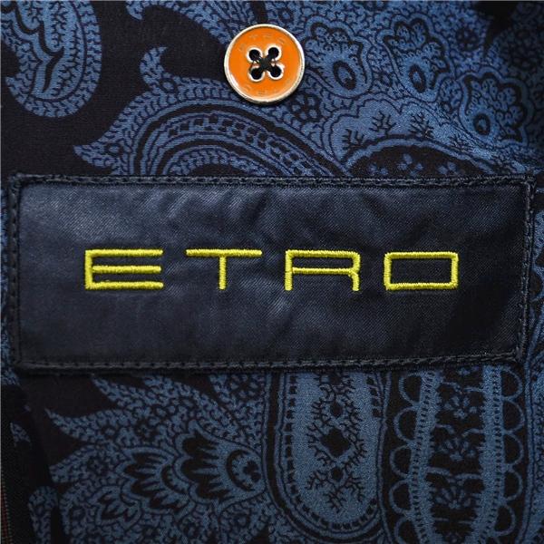 ETRO 伊製 シルク混 2つボタン シングルスーツ M YA5 ダークネイビー ストライプ ノータック 141-1A967-1263 夏物 春夏 5XL008 | ETRO | 03