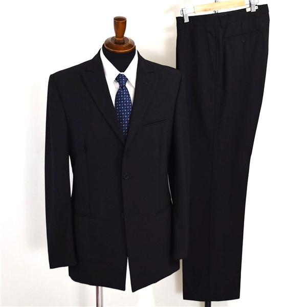 VERSACE 2つボタン シングルスーツ M A6 ダークグレー ノータック 袖口1つ釦 開き見せ ヴェルサーチ GZ2504 合物 春秋  5XL012 | VERSACE