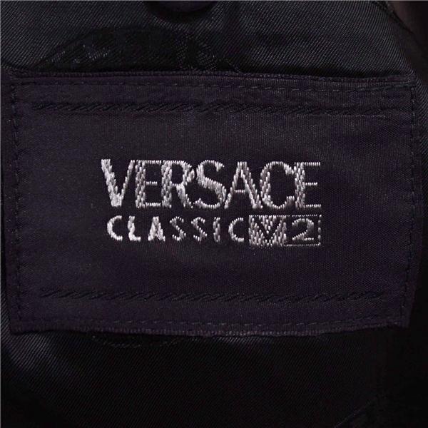 VERSACE 2つボタン シングルスーツ M A6 ダークグレー ノータック 袖口1つ釦 開き見せ ヴェルサーチ GZ2504 合物 春秋  5XL012 | VERSACE | 03