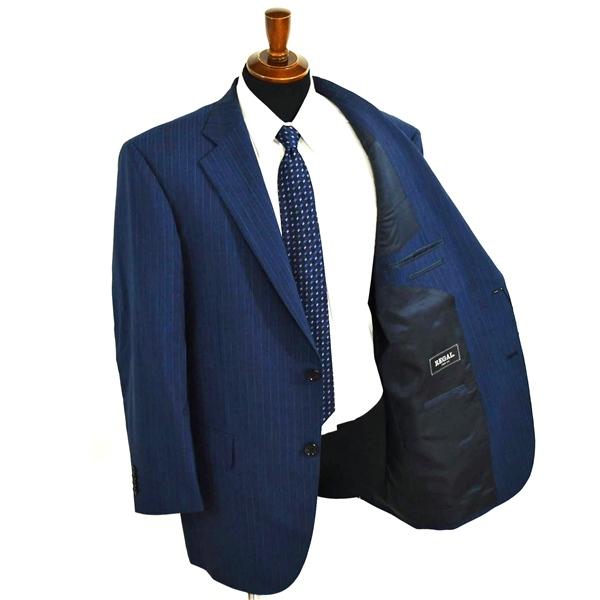 新品同様 未使用品 タグ付き リーガル 2パンツ 2つボタン シングルスーツ XXL E7 ダークネイビー ストライプ TRG08311-23 春夏 5XL014 | REGAL | 01