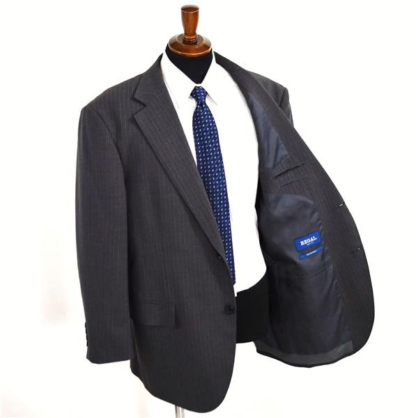 美品 リーガル 2パンツ 2つボタン シングルスーツ XXL E7 ダークグレー ストライプ ウォッシャブル RGWK001 夏物 春夏 5XL016 | REGAL | 01
