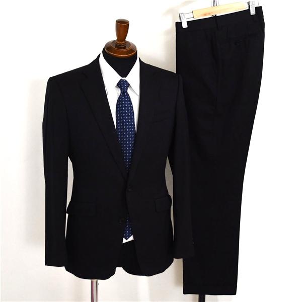 スーツセレクト Super100's生地 2つボタン シングルスーツ M Y5 ブラック ノータック 袖口4つ釦 開き見せ BLL9400 夏物 春夏 薄手 5XL034 | SUIT SELECT