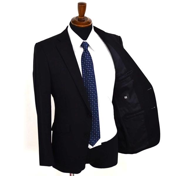 スーツセレクト Super100's生地 2つボタン シングルスーツ M Y5 ブラック ノータック 袖口4つ釦 開き見せ BLL9400 夏物 春夏 薄手 5XL034 | SUIT SELECT | 01