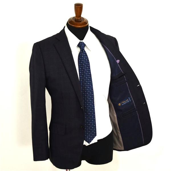 P.S.FA 伊製生地 2つボタン シングルスーツ M Y5 ダークネイビー グレンチェック ノータック 本切羽 GU610401-88 夏物 春夏 5XL037 | ブランド登録なし | 01