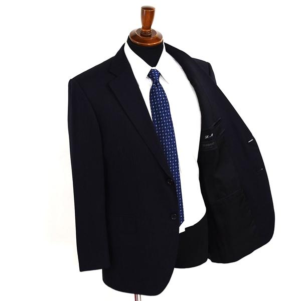 ダーバン シルク混 2つボタン シングルスーツ M AB5 ダークネイビー ストライプ 袖口4つ釦 開き見せ E510143-39-003 合物 春秋 5XL050 | D'URBAN | 01