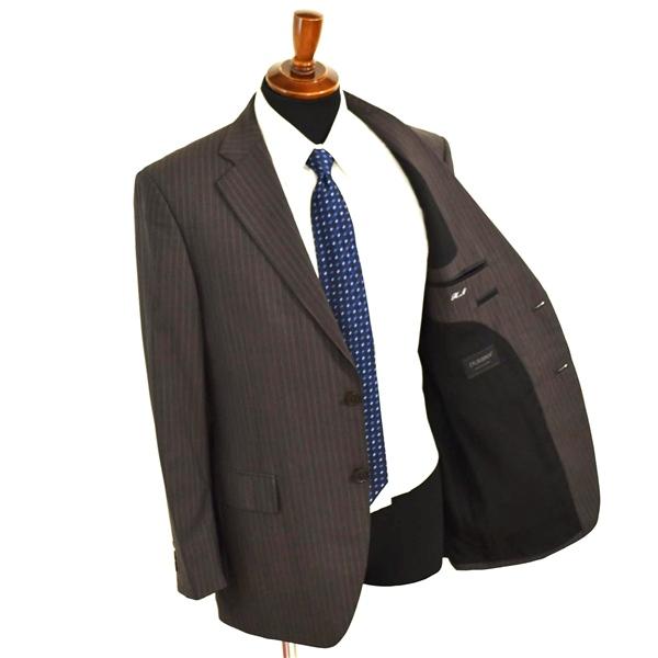ダーバン シルク混生地 2つボタン シングルスーツ M AB5 ダークブラウン ストライプ 開き見せ D710929-88-007 夏物 春夏 薄手 5XL052 | D'URBAN | 01