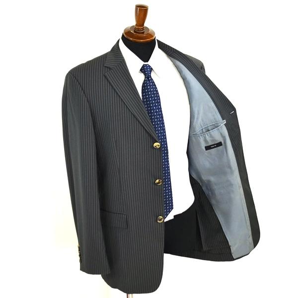 HUGO BOSS Super100's生地 3つボタン シングルスーツ XL A9 ダークグレー ストライプ 袖口4つ釦 開き見せ 389147080 夏物 春夏 5XL055 | HUGO BOSS | 01