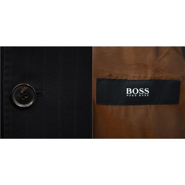 HUGO BOSS 3つボタン シングルスーツ XL A9 ブラック ストライプ ノータック 袖口4つ釦 開き見せ 33537/030 合物 春秋 5XL056 | HUGO BOSS | 02