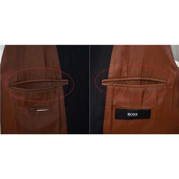 HUGO BOSS 3つボタン シングルスーツ XL A9 ブラック ストライプ ノータック 袖口4つ釦 開き見せ 33537/030 合物 春秋 5XL056 | HUGO BOSS | 04