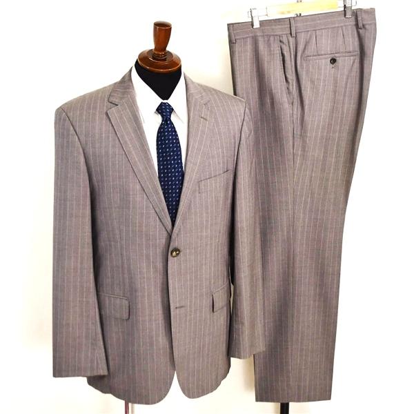 HUGO BOSS 伊製 ロロピアーナ生地 2つボタン シングルスーツ XL A9 ライトグレー ストライプ ノータック 50154967-260 春夏物 5XL057 | HUGO BOSS