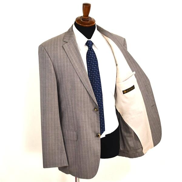 HUGO BOSS 伊製 ロロピアーナ生地 2つボタン シングルスーツ XL A9 ライトグレー ストライプ ノータック 50154967-260 春夏物 5XL057 | HUGO BOSS | 01