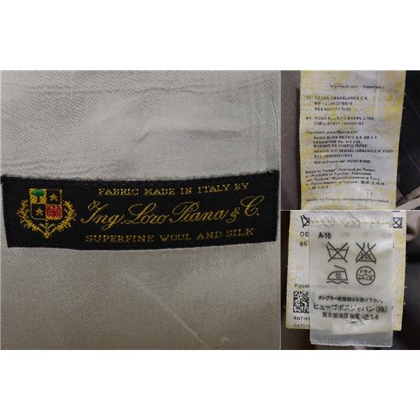 HUGO BOSS 伊製 ロロピアーナ生地 2つボタン シングルスーツ XL A9 ライトグレー ストライプ ノータック 50154967-260 春夏物 5XL057 | HUGO BOSS | 03