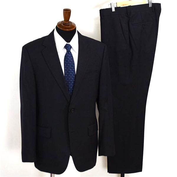 HUGO BOSS シルク混生地 2つボタン シングルスーツ XL A9 ダークグレー ストライプ ノータック 袖口4つ釦 開き見せ 43680-040 春秋 5XL058 | HUGO BOSS