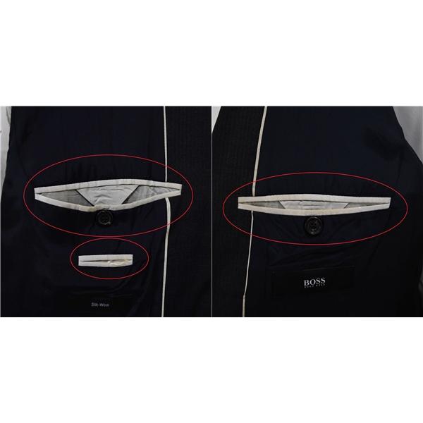 HUGO BOSS シルク混生地 2つボタン シングルスーツ XL A9 ダークグレー ストライプ ノータック 袖口4つ釦 開き見せ 43680-040 春秋 5XL058 | HUGO BOSS | 04