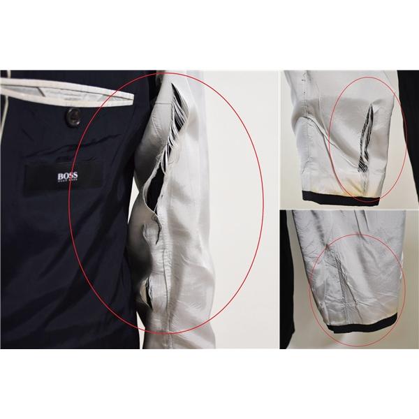 HUGO BOSS シルク混生地 2つボタン シングルスーツ XL A9 ダークグレー ストライプ ノータック 袖口4つ釦 開き見せ 43680-040 春秋 5XL058 | HUGO BOSS | 07