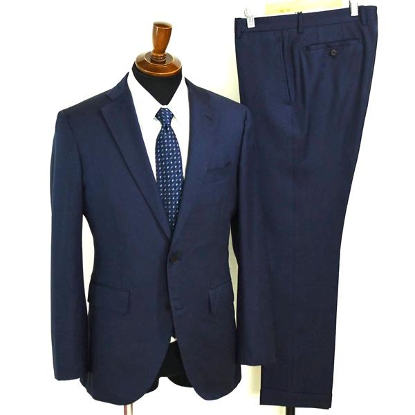 ユニバーサルランゲージ 伊製生地 2つボタン シングルスーツ M YA6 ダークネイビー ノータック 袖口4つ釦 本切羽 AKH765 合物 春秋 5XL065 | UNIVERSAL LANGUAGE