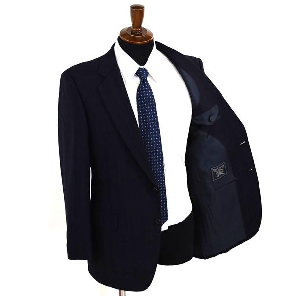 バーバーリー モヘア混生地 2つボタン シングルスーツ M A6 ダークネイビー ストライプ ノータック WF238-131-29 夏物 春夏 5XL066 | BURBERRY | 01