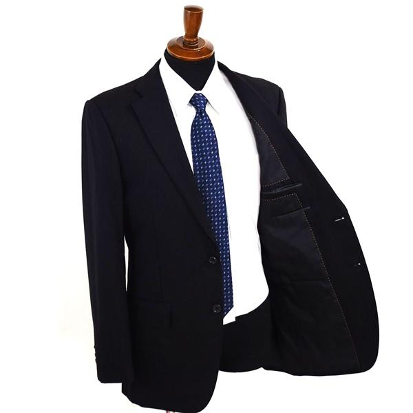 P.S.FA 2つボタン シングルスーツ L A7 ブラック ストライプ ノータック 袖口4つ釦 開き見せ 86020S 合物 春秋 5XL077 | Perfect Suit FActory | 01