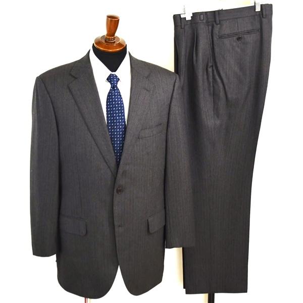 リーガル 2つボタン シングルスーツ M AB6 ダークグレー ストライプ 袖口4つ釦 開き見せ アジャスター付 9102RPM 合物 春秋 5XL088 | REGAL