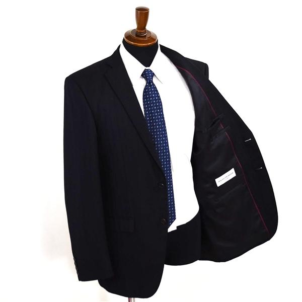 ジョンピアース 2つボタン シングルスーツ XL A8 ブラック ストライプ ノータック 袖口4つ釦 開き見せ I899801-1 合物 春秋 5XL092 | ブランド登録なし | 01