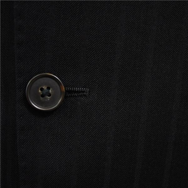 ジョンピアース 2つボタン シングルスーツ XL A8 ブラック ストライプ ノータック 袖口4つ釦 開き見せ I899801-1 合物 春秋 5XL092 | ブランド登録なし | 02