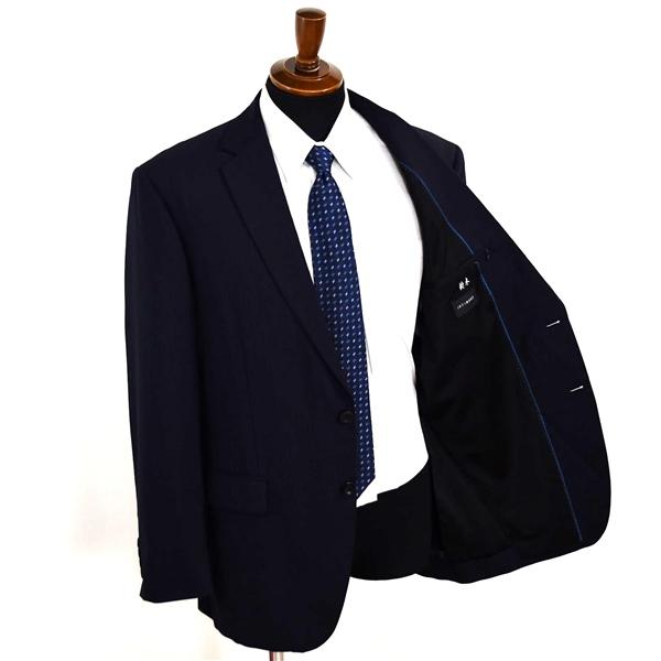 INTIMAGE 2つボタン シングルスーツ L AB7 ダークネイビー ストライプ ノータック 袖口4つ釦 開き見せ 831409 夏物 春夏 薄手 5XL093 | ブランド登録なし | 01